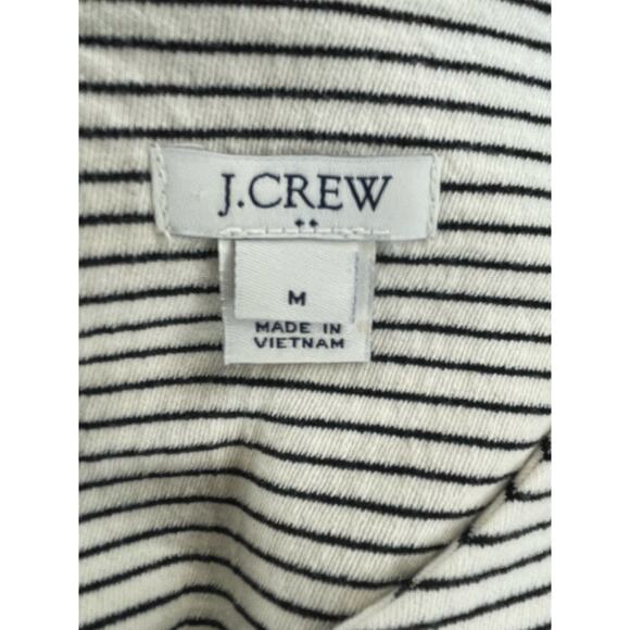 J.Crew Factory Bell Sleeve Dress M Black Cream Stripe Cotton Blend Classic Chic - Picture 2 of 13